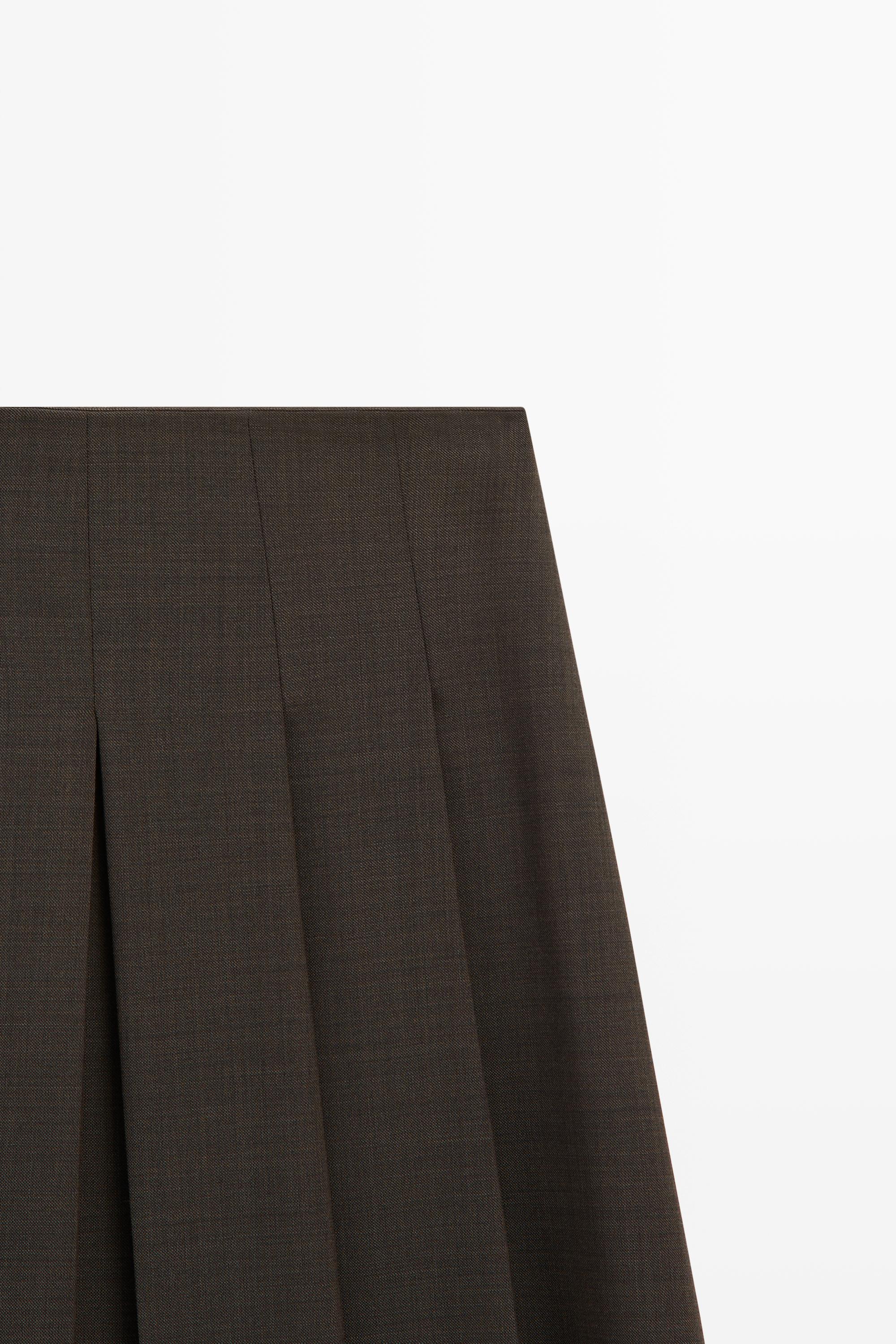 Wool blend pleated mini skirt